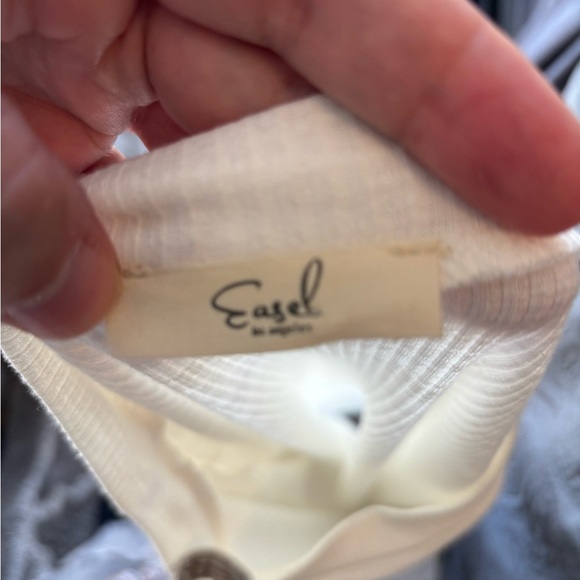 Easel Cream Ribbed Top - Picture 3 of 3